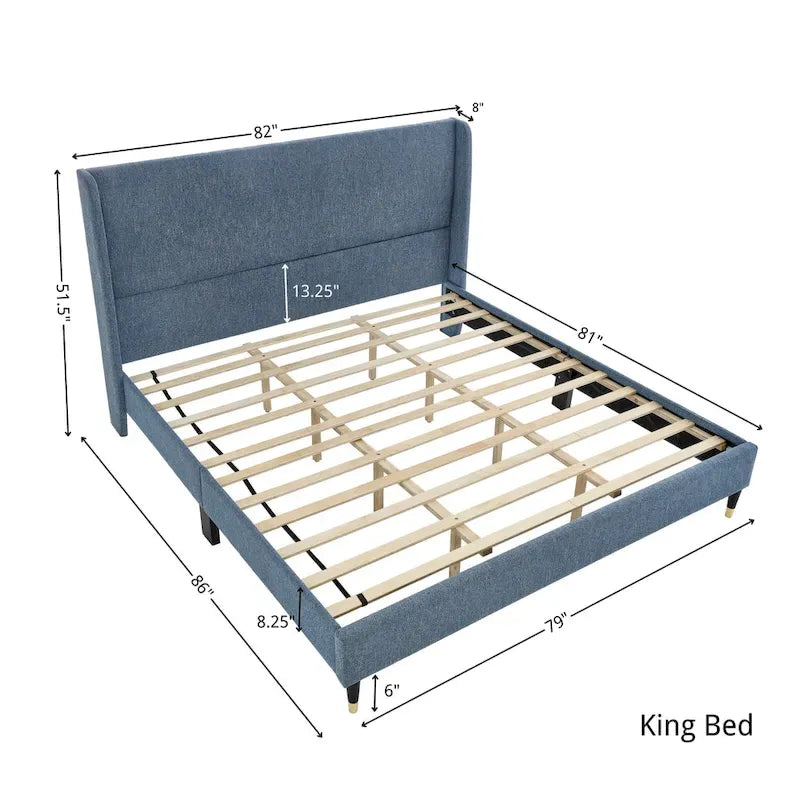 Gepolstertes Plattformbett mit Wingback-Kopfteil