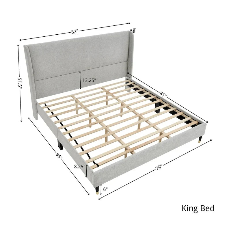 Gepolstertes Plattformbett mit Wingback-Kopfteil