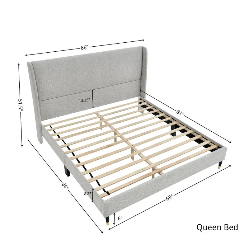 Gepolstertes Plattformbett mit Wingback-Kopfteil