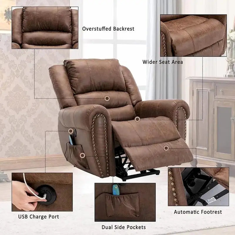 Power Lift Recliner Chair with Massage, Heat and USB Port