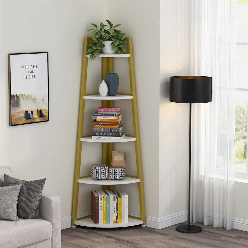 5-Tier Bathroom Corner Shelf Storage Tower Cabinet