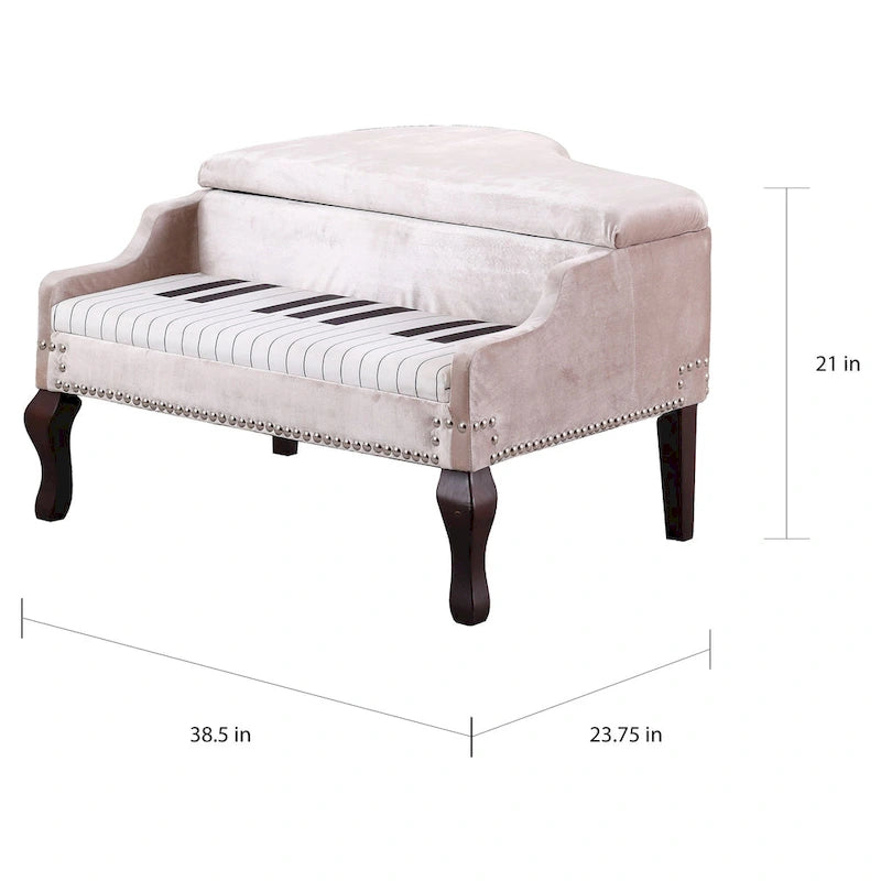 Polsterhocker für das Wohnzimmer, 21 Zoll, beige, mit Nagelkopfbesatz