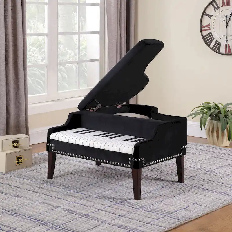 Polsterhocker für das Wohnzimmer, 21 Zoll, beige, mit Nagelkopfbesatz