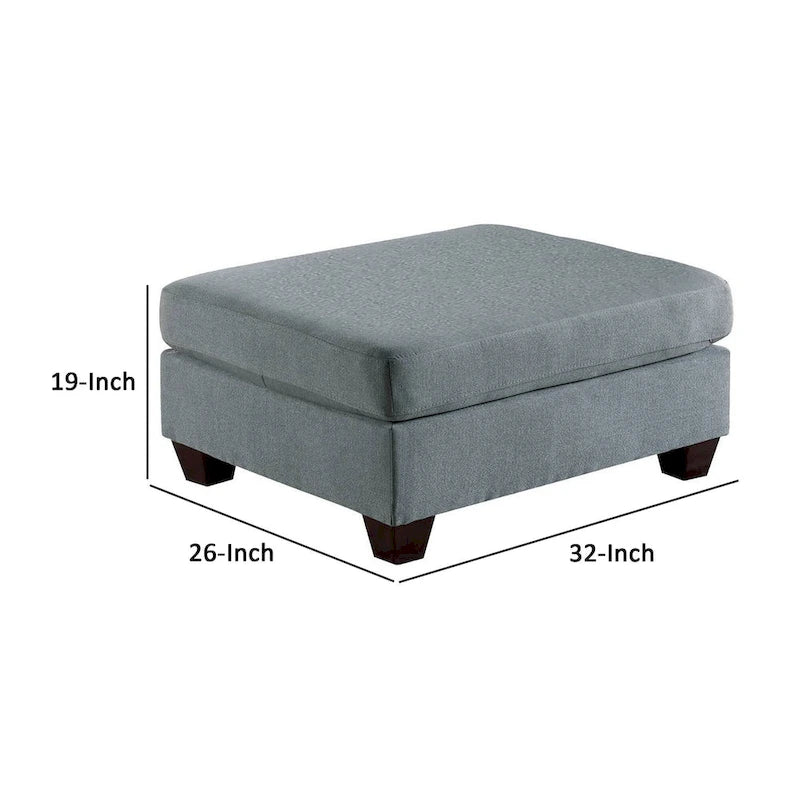 Moderner quadratischer Hocker, 32 Zoll, mit weicher Schaumstoffsitzfläche und grauem Leinenstoff