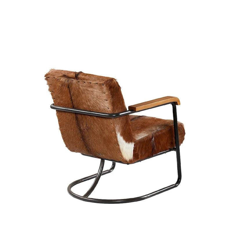 Cow Hide Upholstered Occasional Chair, Brown and White