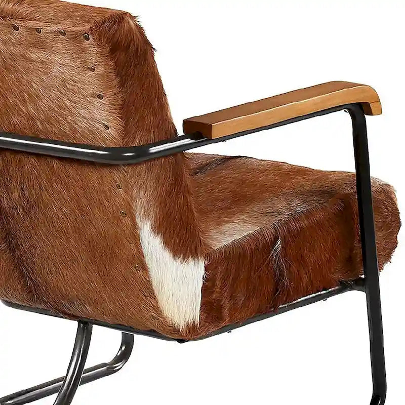 Cow Hide Upholstered Occasional Chair, Brown and White
