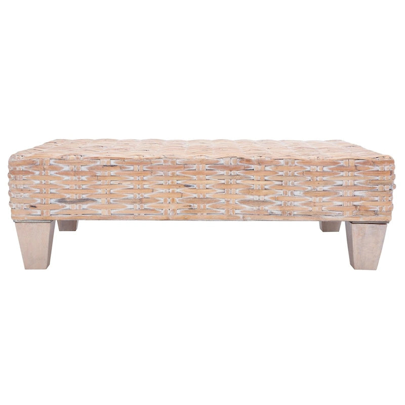 Washed Natural Wicker Bench - 41Wx28Dx12H