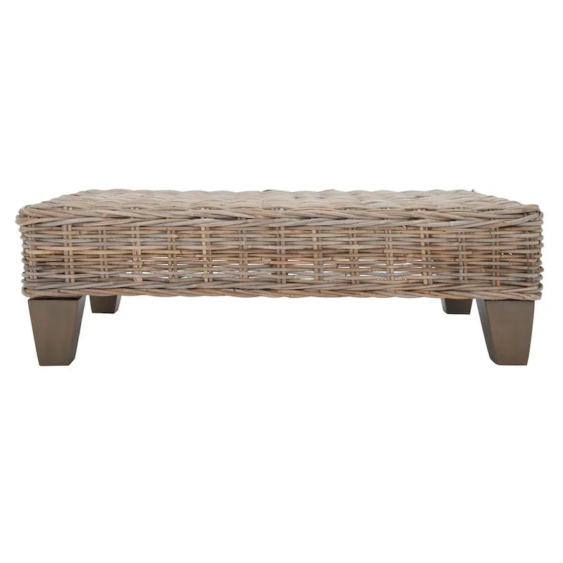 Washed Natural Wicker Bench - 41Wx28Dx12H
