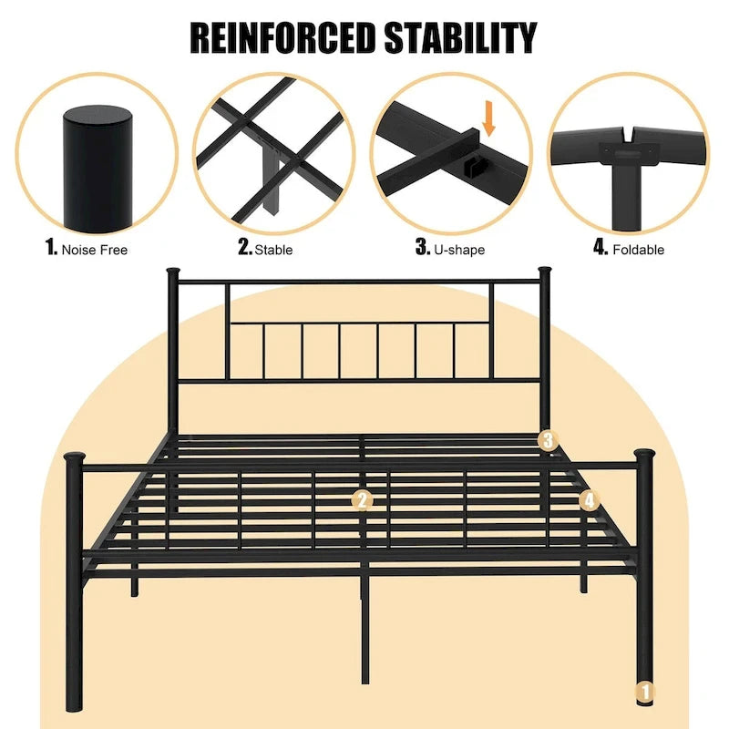 Bed Frame with Headboard and Footboard