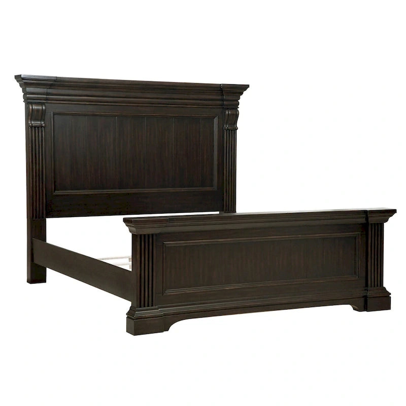 Traditional King Bed in Deep Brown Finish