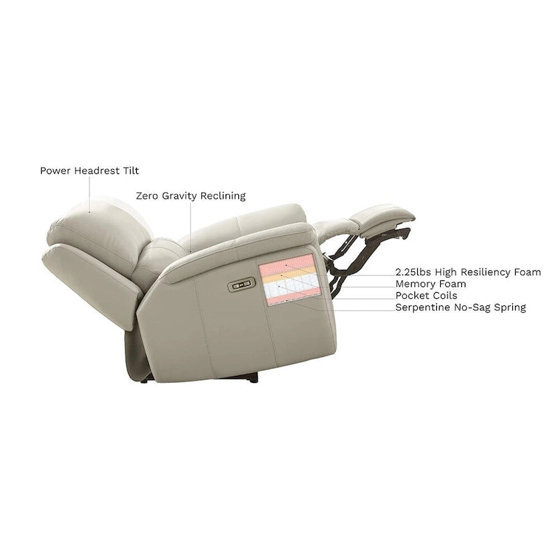 Zero Gravity Power Recline and Headrest Top Grain Leather Recliner with Cup Holder