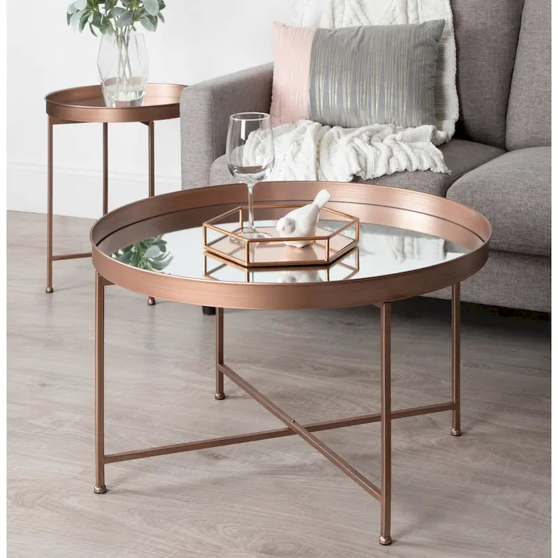 Kate and Laurel Celia Round Metal Coffee Table - 28.25x28.25x19