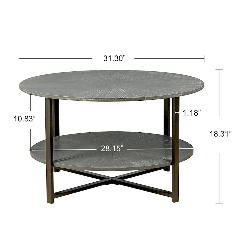 Runder Couchtisch mit 2 Ebenen Stauraum