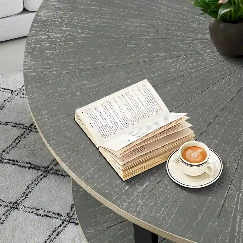 Runder Couchtisch mit 2 Ebenen Stauraum
