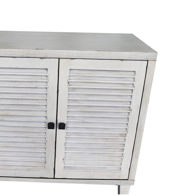 60-in-Sideboard im Landhausstil aus naturfarben gewaschenem Holz mit 4 Türen mit Fensterläden
