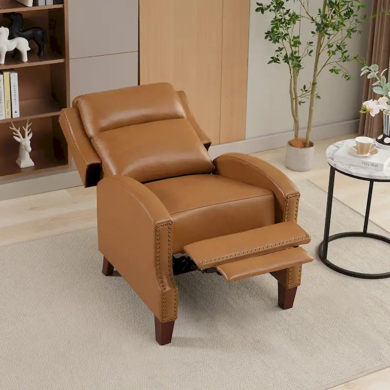 Pushback Recliner with Multi-Angle Seat Back and Solid Wood Legs