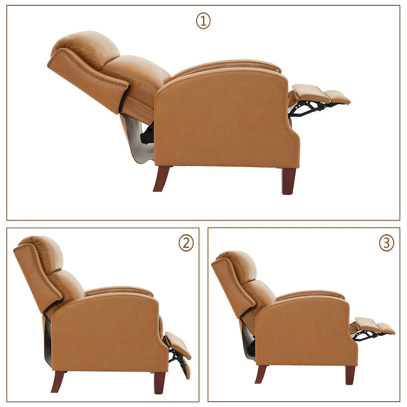 Pushback Recliner with Multi-Angle Seat Back and Solid Wood Legs