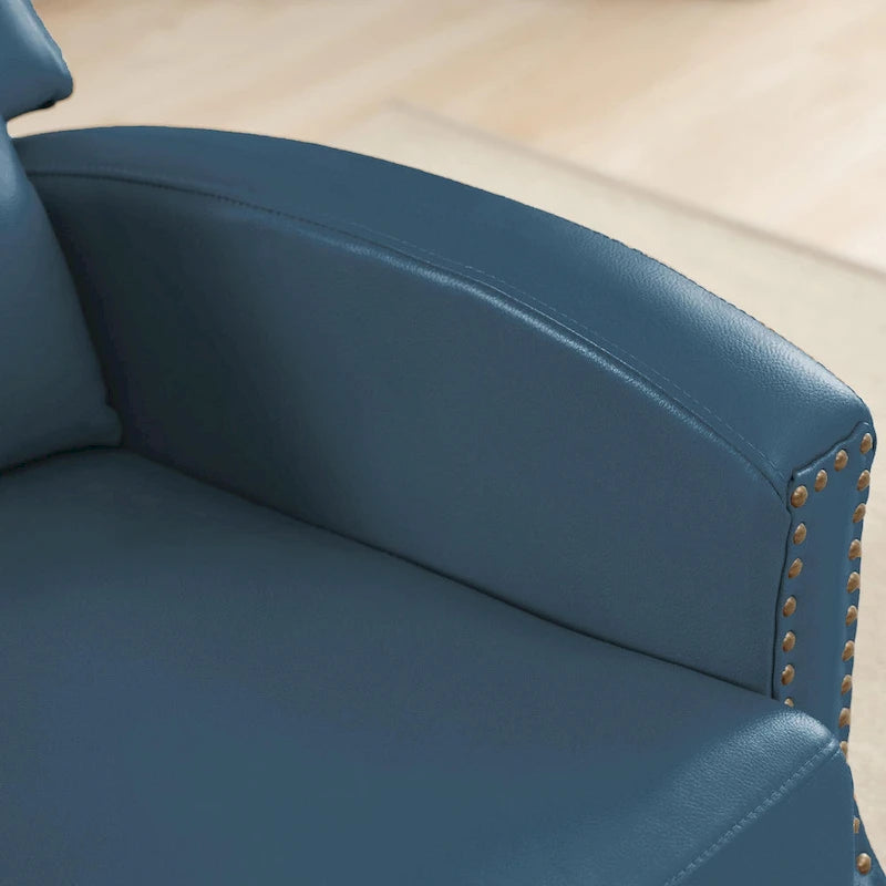 Relaxsessel mit Rückholfunktion, mehrfach verstellbarer Rückenlehne und Beinen aus Massivholz