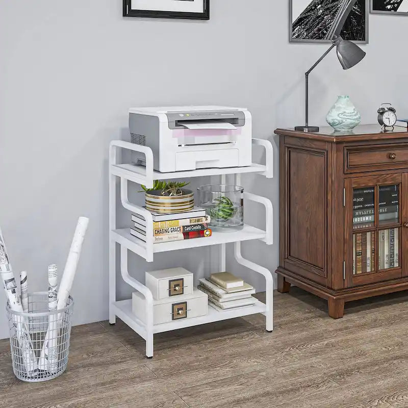 3-Tier Printer Stand with Storage, Industrial Metal Printer Table for Home Office, Multi-purpose Rack Shelf