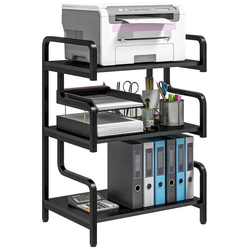 3-Tier Printer Stand with Storage, Industrial Metal Printer Table for Home Office, Multi-purpose Rack Shelf