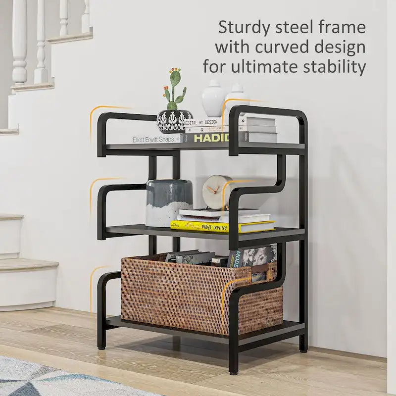 3-Tier Printer Stand with Storage, Industrial Metal Printer Table for Home Office, Multi-purpose Rack Shelf