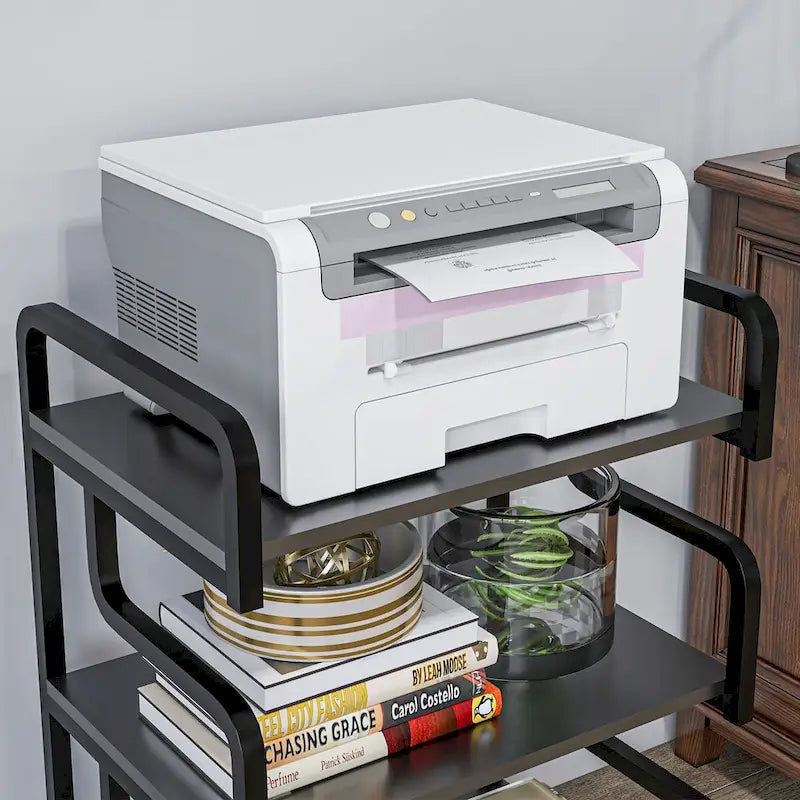 3-Tier Printer Stand with Storage, Industrial Metal Printer Table for Home Office, Multi-purpose Rack Shelf
