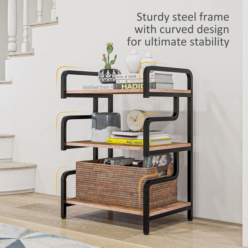 3-Tier Printer Stand with Storage, Industrial Metal Printer Table for Home Office, Multi-purpose Rack Shelf