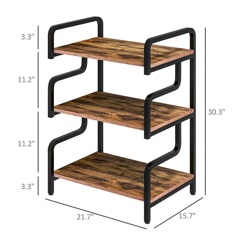 3-Tier Printer Stand with Storage, Industrial Metal Printer Table for Home Office, Multi-purpose Rack Shelf