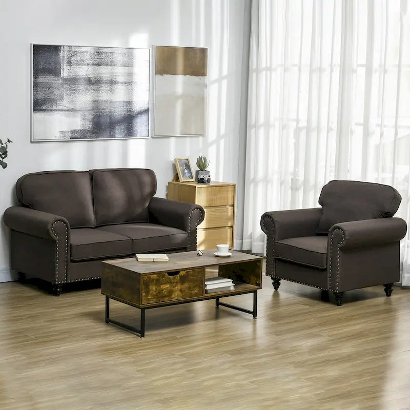 61" Loveseat-Sofa, modernes 2-Sitzer-Sofa im Mid-Century-Stil mit Nagelkopfbesatz, gerollten Armlehnen und Stoffbezug