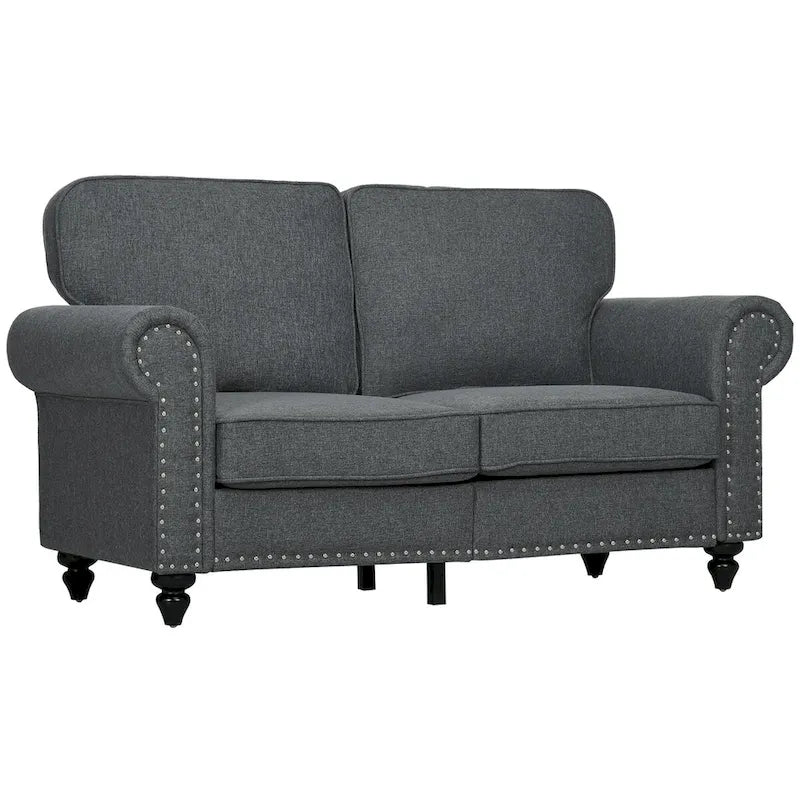 61" Loveseat-Sofa, modernes 2-Sitzer-Sofa im Mid-Century-Stil mit Nagelkopfbesatz, gerollten Armlehnen und Stoffbezug
